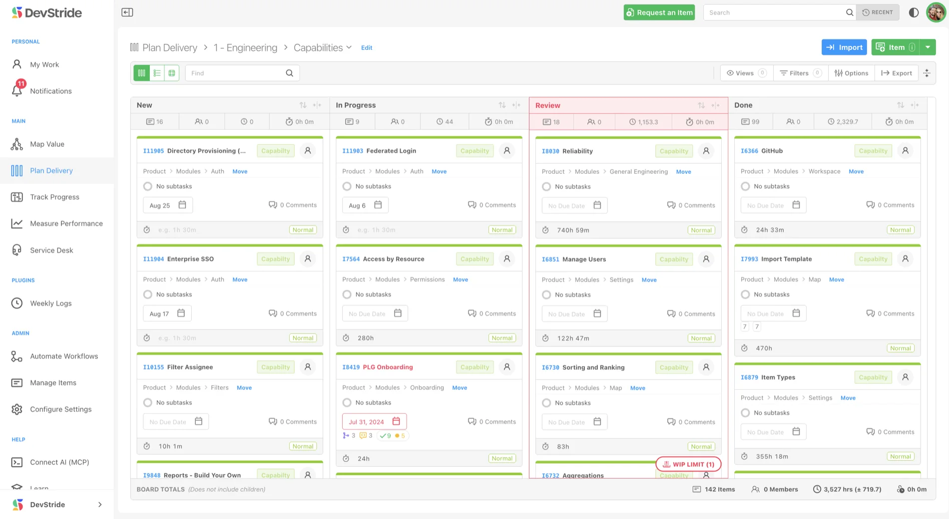 Plan Delivery: boards and timeline
